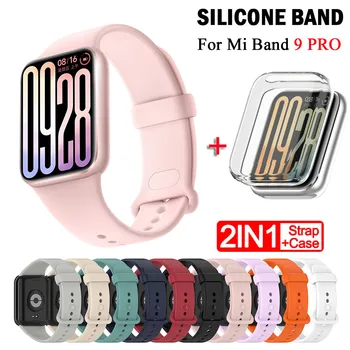 Riem + hoesje voor Xiaomi Mi Band 9 Pro Band Smart Band Beschermhoes Siliconen polsbandje Armband voor Mi band 9 Pro