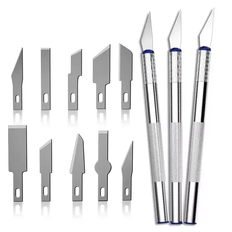 QIANKONG 13pcs Metal Carving Knife Pen Aluminum Alloy Carving Knife Tool Set - Perfect For Paper-cut Handcraft Model Making