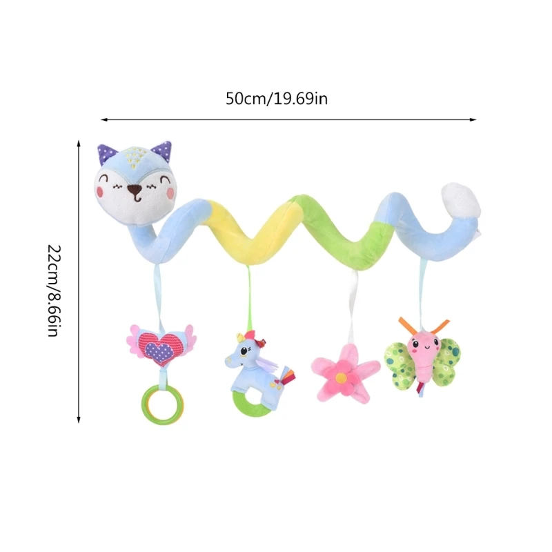 50cm Cute Soft Stuffed Fox Shape Infant Bed Winding Toys Cartoon Bee Pendant Crib Stroller Hanging Toy Baby Rattles Newborn Gift