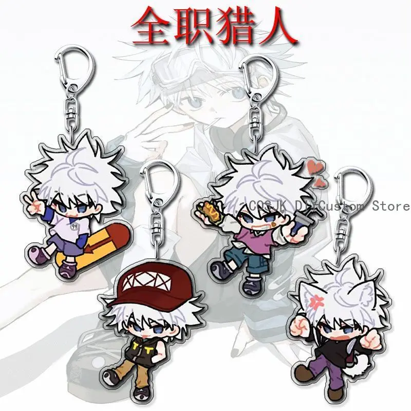 

HUNTER×HUNTER Killua Zoldyck Anime Q-version Backpack Pendant KeyChain Key Chain Kawaii Figure Acrylic Keyring Biryhday Gift