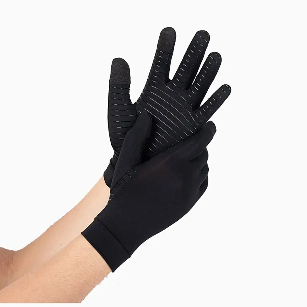 Guantes de fibra de cobre para deportes al aire libre, manoplas de pantalla táctil para correr, senderismo, conducir, ciclismo, Unisex, color negro,