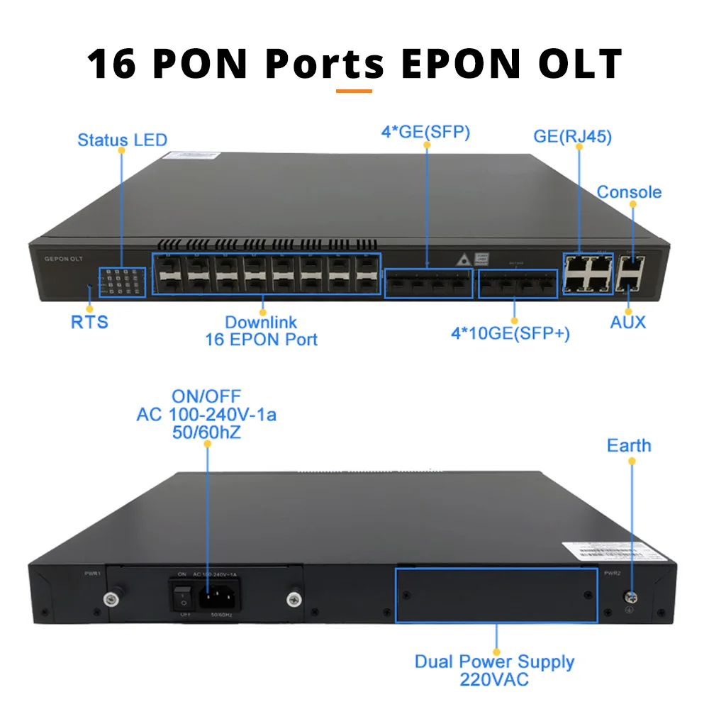 

High Quality Network Installation Materials FTTH Olt 1U 16 PON EPON OLT