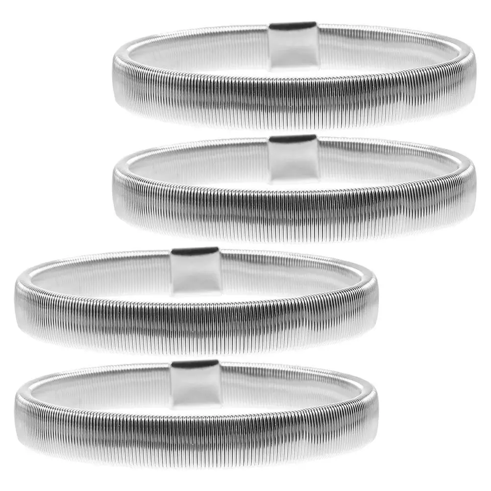 2Pairs Stylish Metal Armbands for Men Spring Design Elastic Adjustable Non-Slip Shirt Sleeve Garters Sleeve Holders Mens