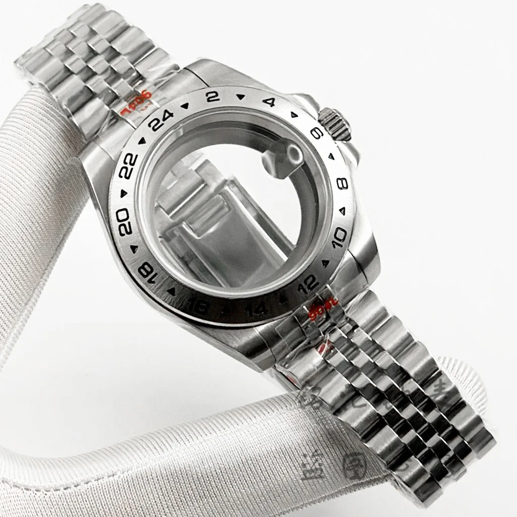 NH35 40mm Case Explorer Jubilee Bracelet Sapphire Crystal GMT Watch Case Waterproof for NH34 NH35 NH36 NH38 ETA2824 Movement