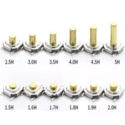 50pcs SMD Tactile Tact Push Button Micro Switch 4*4*0.8 1.5 1.7 2 2.5 3 3.5 4.3mm Momentary Push Button Copper Head