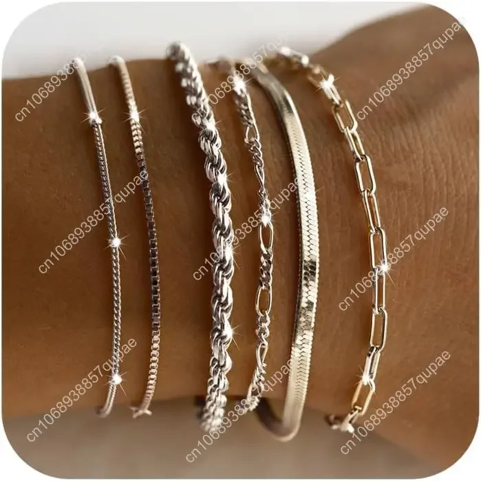 

Dainty Silver Bracelets for Women Trendy, 925 Sterling Silver Jewelry Set for Women Bracelets for Women Paperclip Box He
