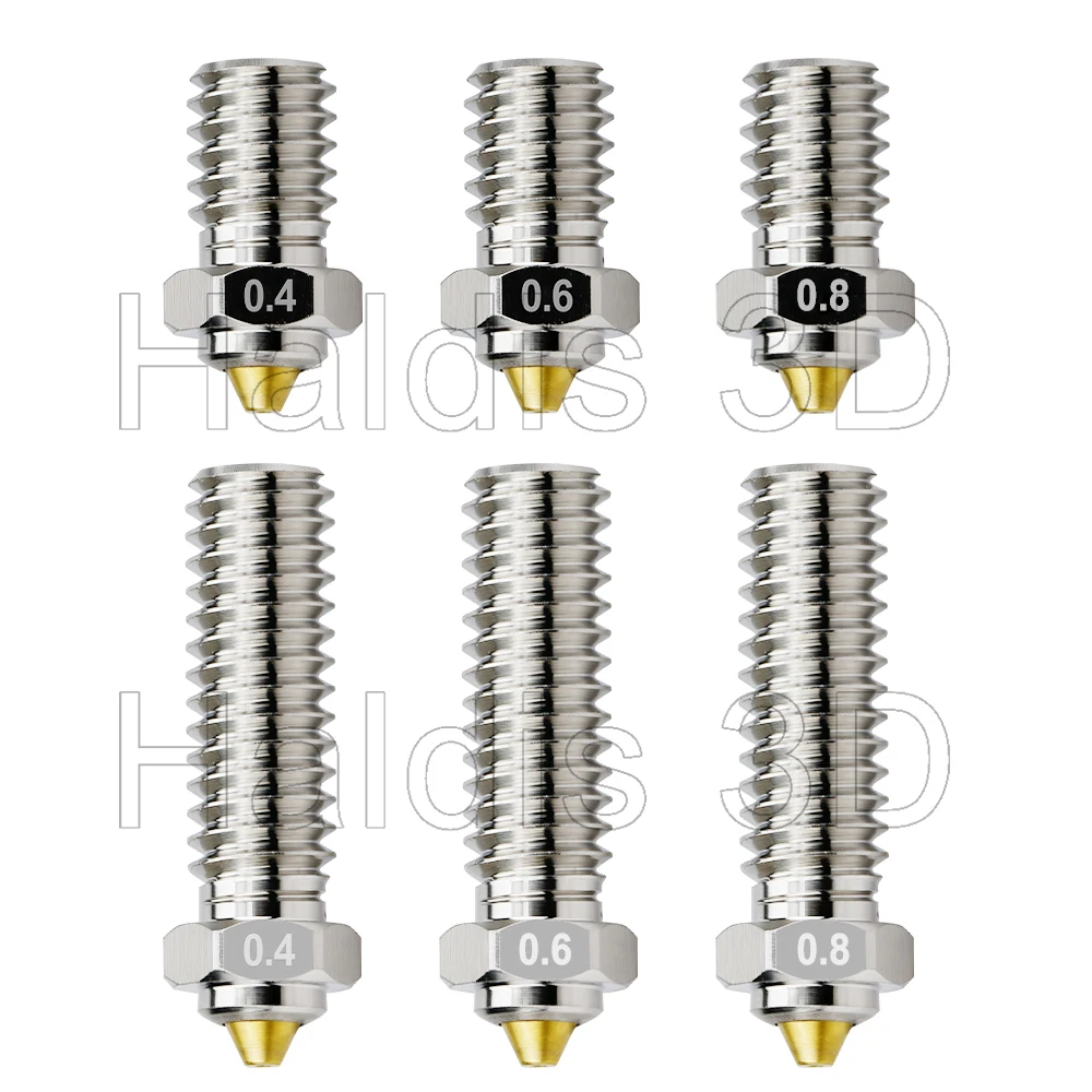 Dysza bimetaliczna V6 Volcano 0.4/0.6/0.8mm, złota powłoka DLC, hartowana stal, dysze miedziane do hotendu V6/Volcano, część zamienna do drukarki 3D — zdjęcie produktu 6
