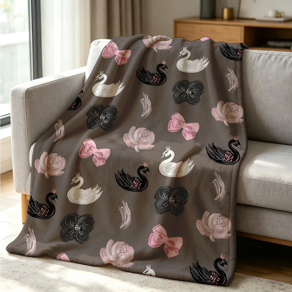 Swan Dream  Blanket Soft Cozy Throw for Sofa Bed Festive Holiday Decor Gift for Kids and Adults, Lightweight and Warm