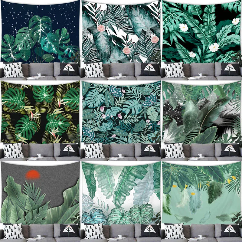 Tropical Plants Green Leaves Tapestry Wall Hanging Green Leaves Decor Tapestry Party Home Decoration Tapestry Wall Hanging