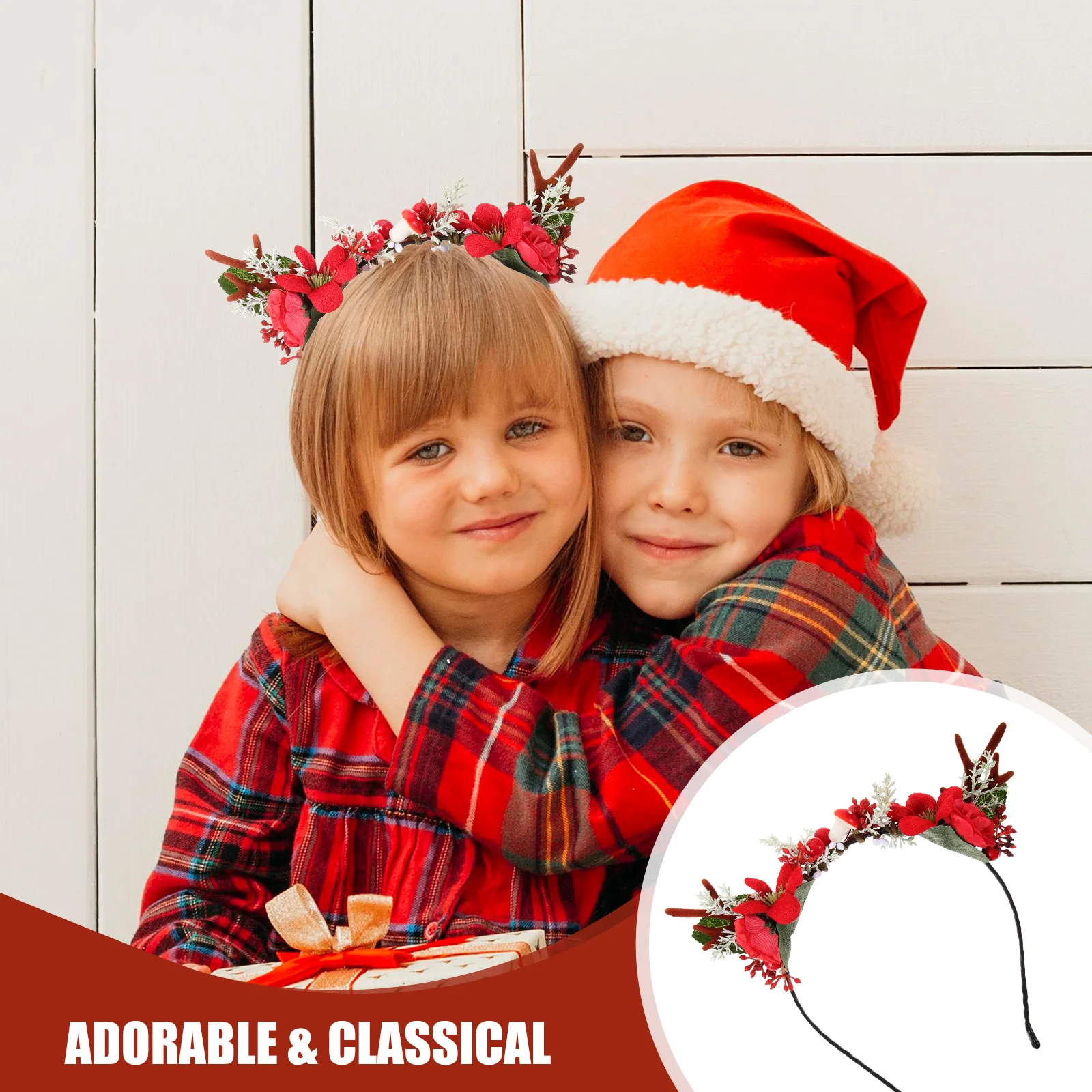 

Christmas Antlers Headband Pinecone Hair Clasp Berries Xmas Accessory Women Party Costume Festive Holiday Gift Classic