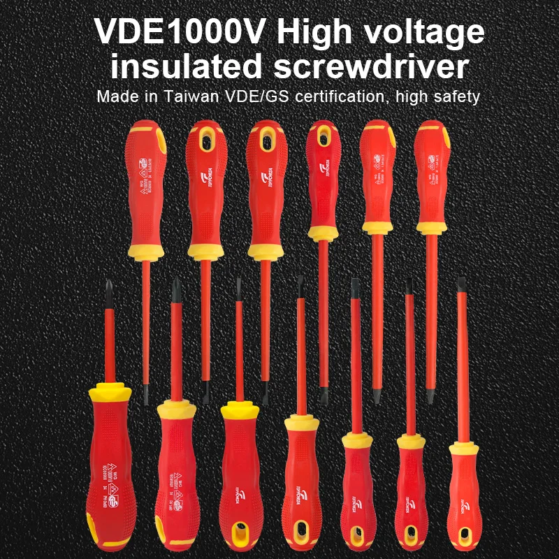 1 pc 1000V Insulated Screwdriver VDE Electrician Magnetic Slotted Phillips STips Screwdrivers Live Wire Repair Hand Tools