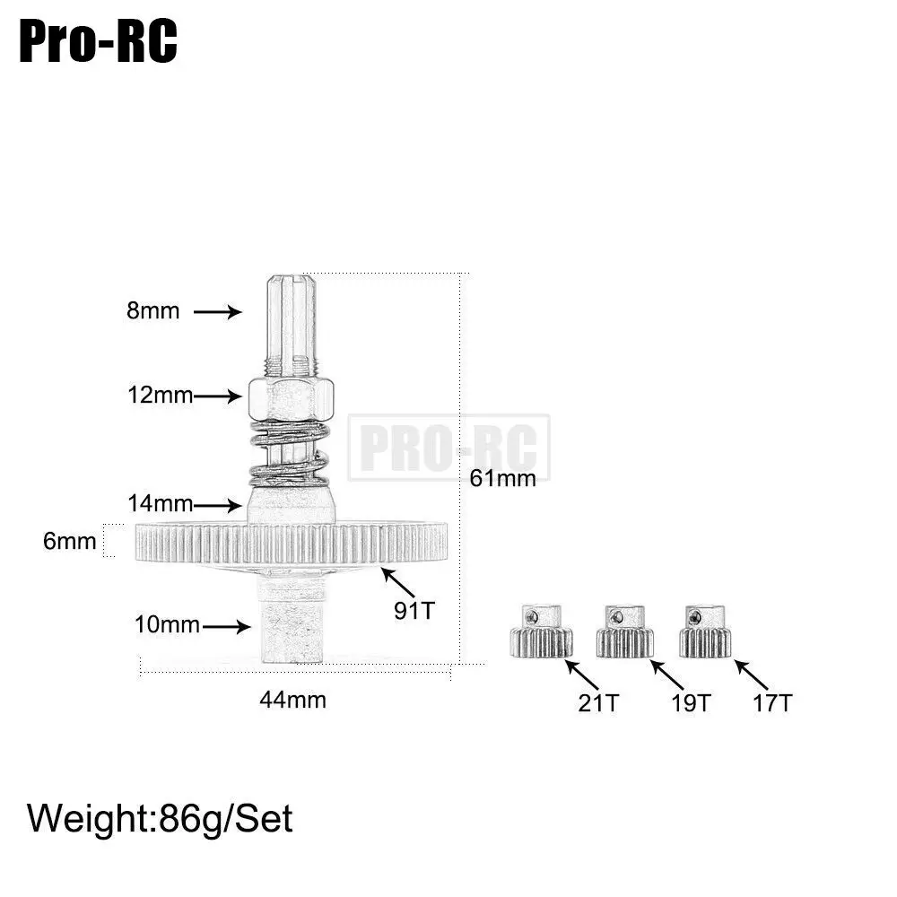 1Set 91T 48 Stalen Motor Tandwiel Ar310794 Slipper Koppeling Montage Voor 1/10 Arrma Big Rock Graniet Senton Vorteks Typhon