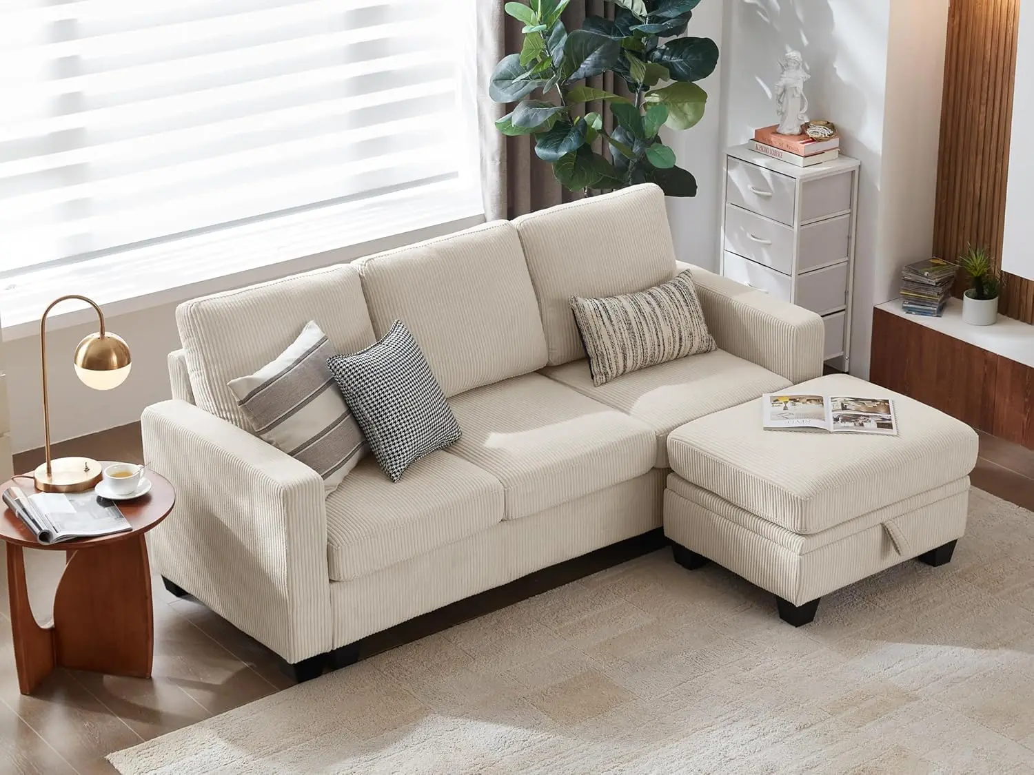 #Modular Sectional Sofa with Storage Ottoman Reconfigurable Convertible Corner Small Apartment
