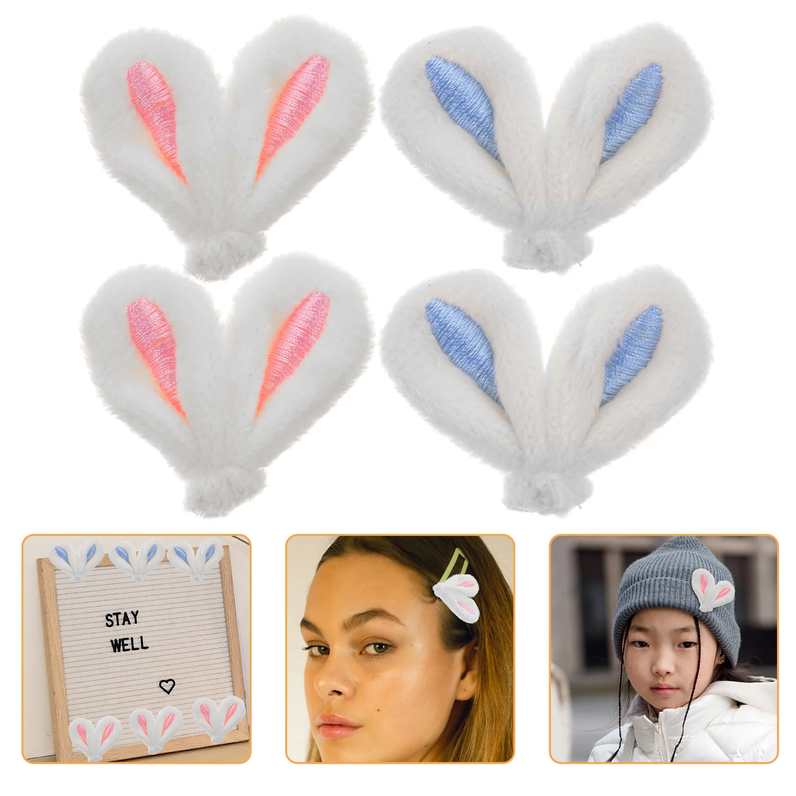 20 Pcs DIY Rabbit Ears Hair Accessories Handicraft Decor Creative Hairpin Clip Case Plush for Cellphone Decorations Cute