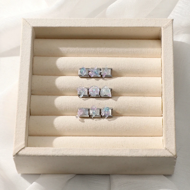 موضة المحيط قطرة الماء ذيل السمكة قنديل البحر محارة الإيطالية سحر الروابط صالح 9 مللي متر الفولاذ المقاوم للصدأ سوار المرأة DIY بها بنفسك صنع الهدايا #6