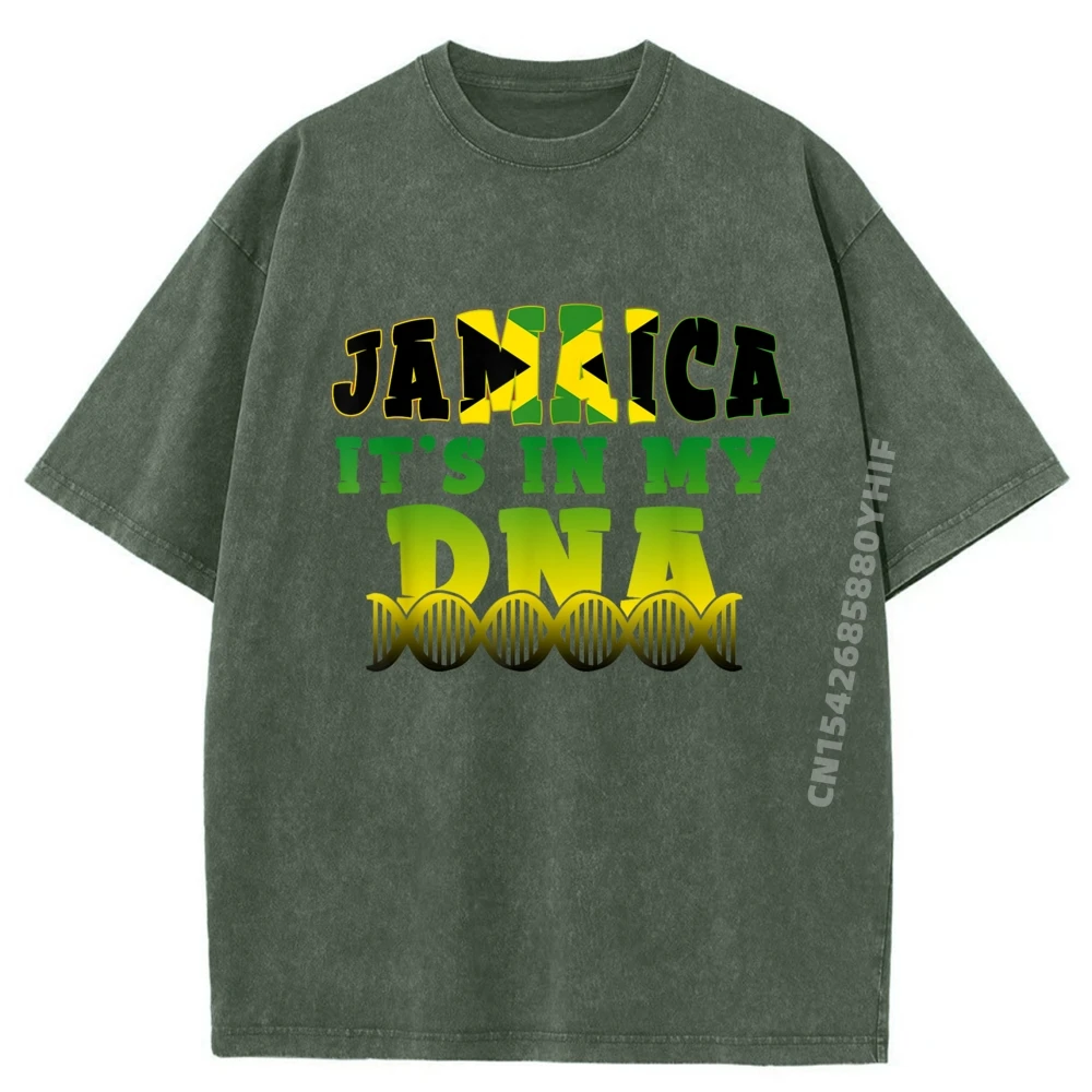 تي شيرت رجالي مطبوع عليه علم جامايكي جامايكا إنه في بلدي Dna قمصان جرافيك للرجال ملابس فاخرة قميص مغسول كبير الحجم #2