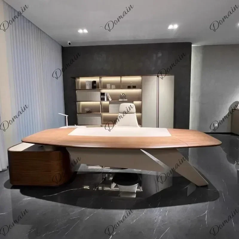 PQ-EDC L Shape Wood Office Desk Organizer Luxury Large Writing Wooden Office Table Standing Specialty Mesa De Escritorio Furnitu