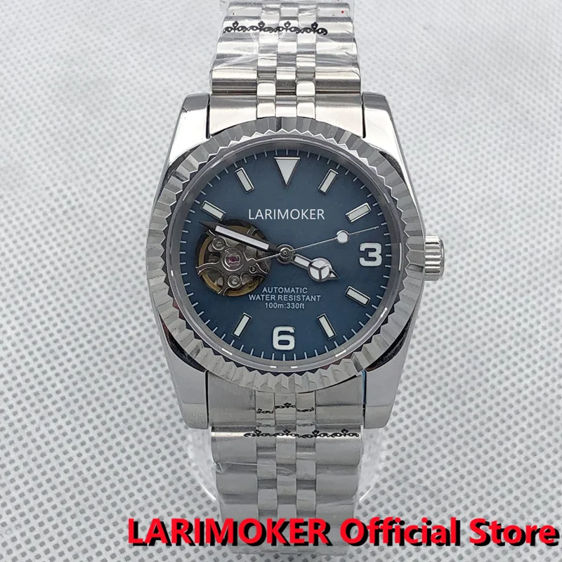 

LARIMOKER Brand New 36/39MM Teeth Edge Solid border Sapphire Glass Luxury Men Hollow Waterproof Steel Watch NH38A Movement