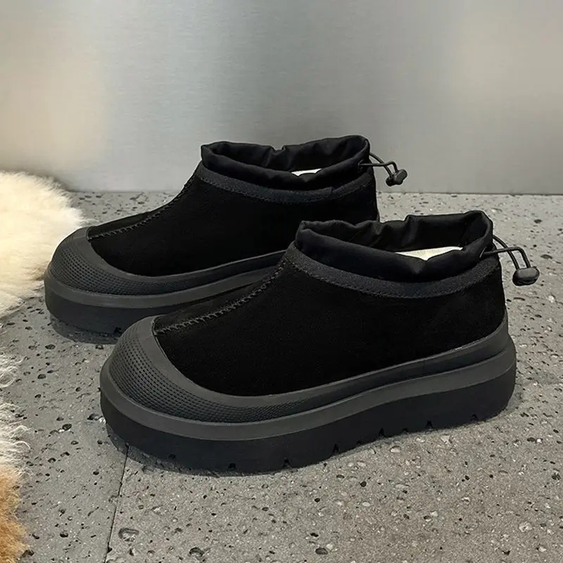 

Snow boots for men and women couples thick-soled heightening leather low-top winter cotton shoes are cold-proof and warm