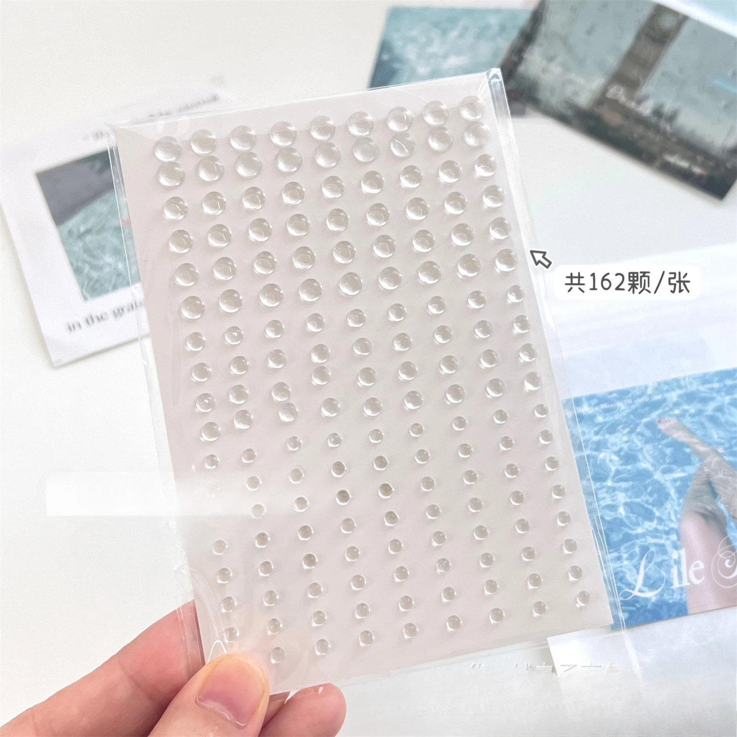 162pcs/sheet Transparent Water Beads 3D Stickers for Phoneshell Eraphone Scrapbook Journal Photocards DIY Decora Material Patch