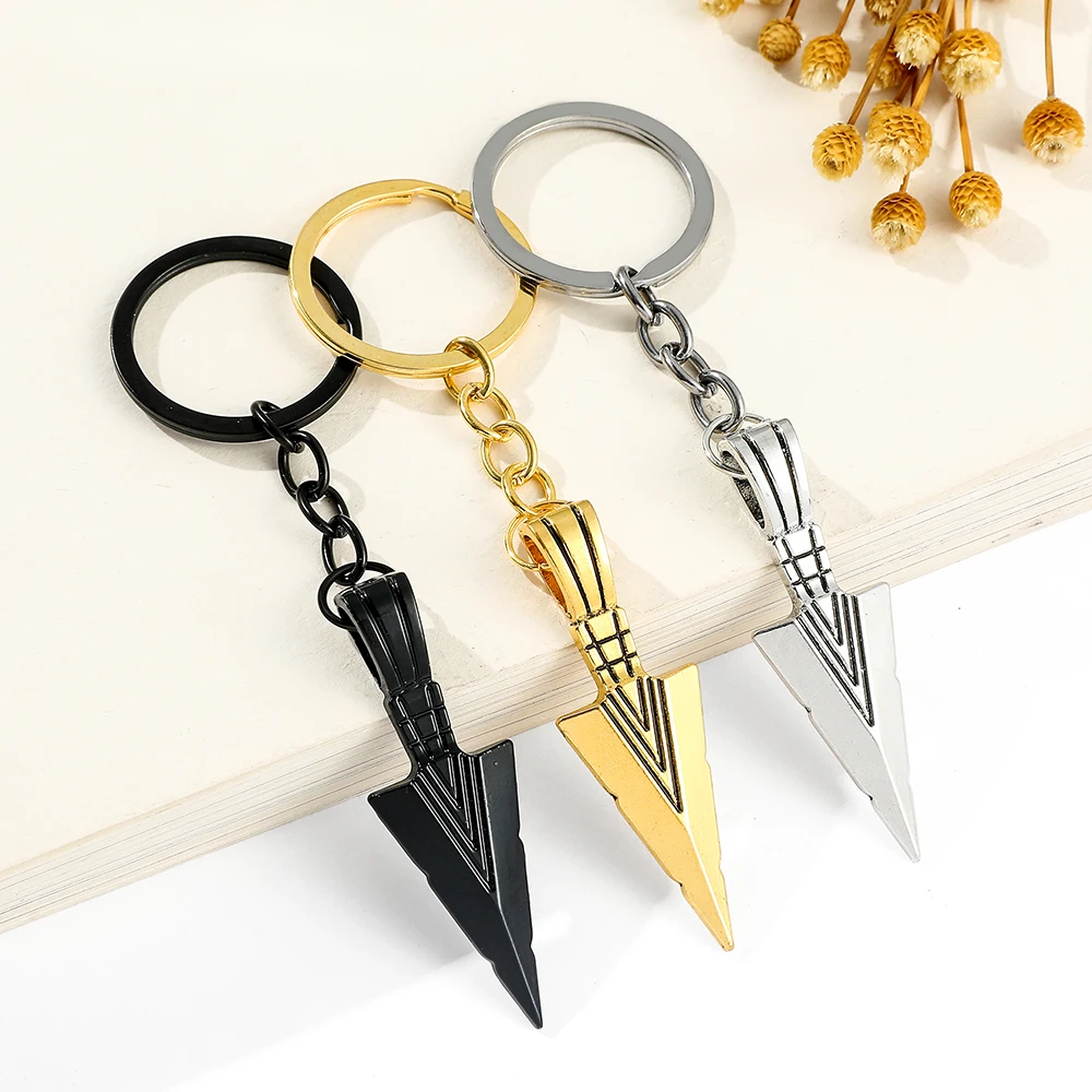 Trendy Vintage Simple Triangular Spearhead Keychain Punk Personalized Arrow Pendant Keychain for Men Backpack Accessories