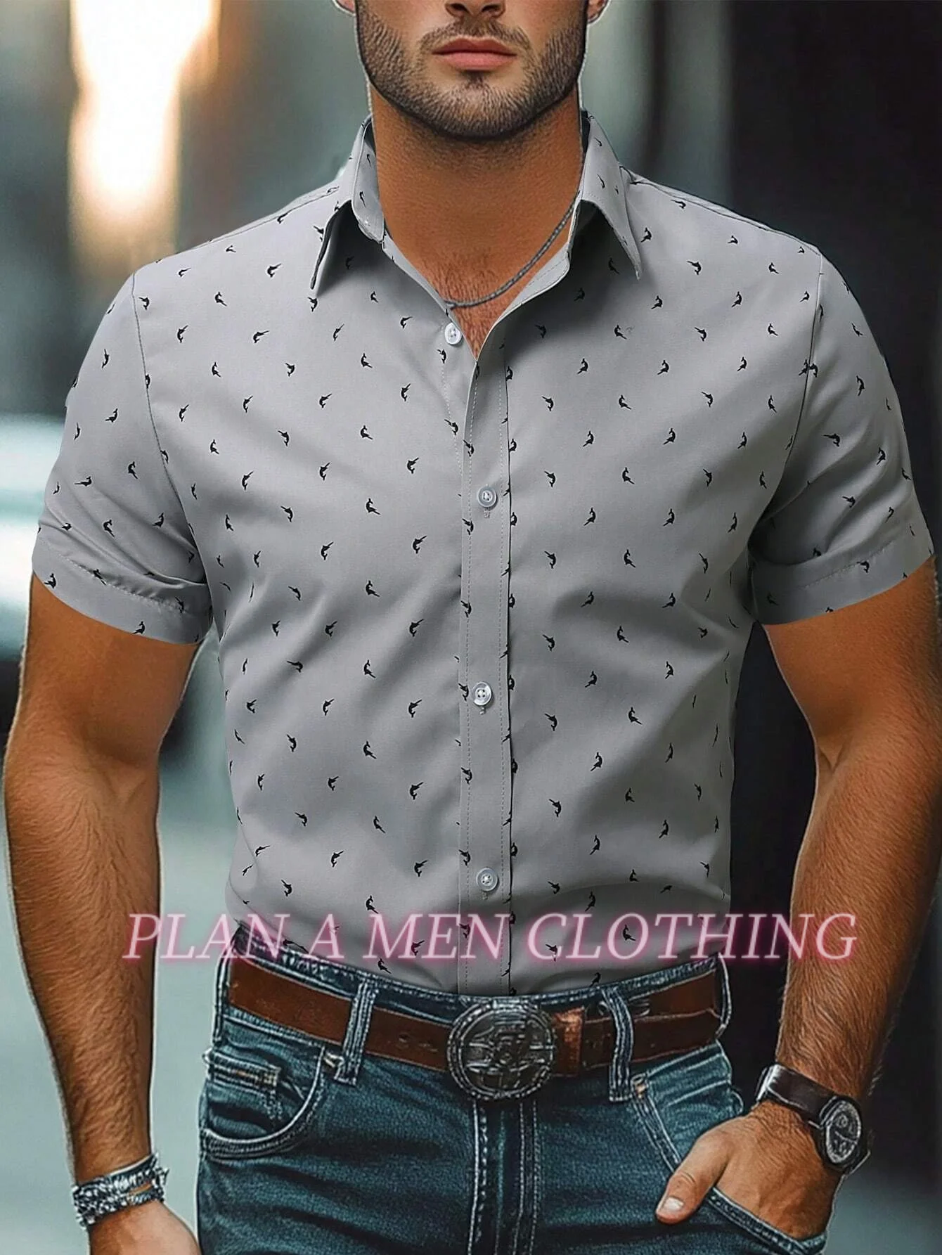 2025 primavera Camicia con stampa piccolo squalo Camicia hawaiana a maniche corte da uomo Moda Top Camicetta ampia Abbigliamento Camicia da uomo da ufficio quotidiana