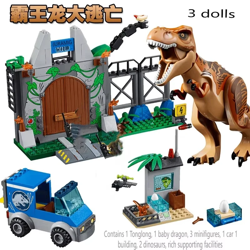 Compatibele sets Dinosaur Series Bouwstenen T. rex Breakout Indominus Rex Kinderen Vakantiecadeaus Assembleren Speelgoed 10758