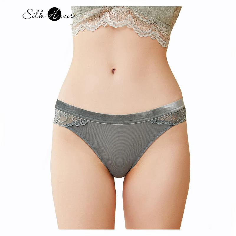 2023 Women\'s Sexy New Lace Underwear Natural Mulberry Silk Silk Velvet (waist) Seamless Underwear