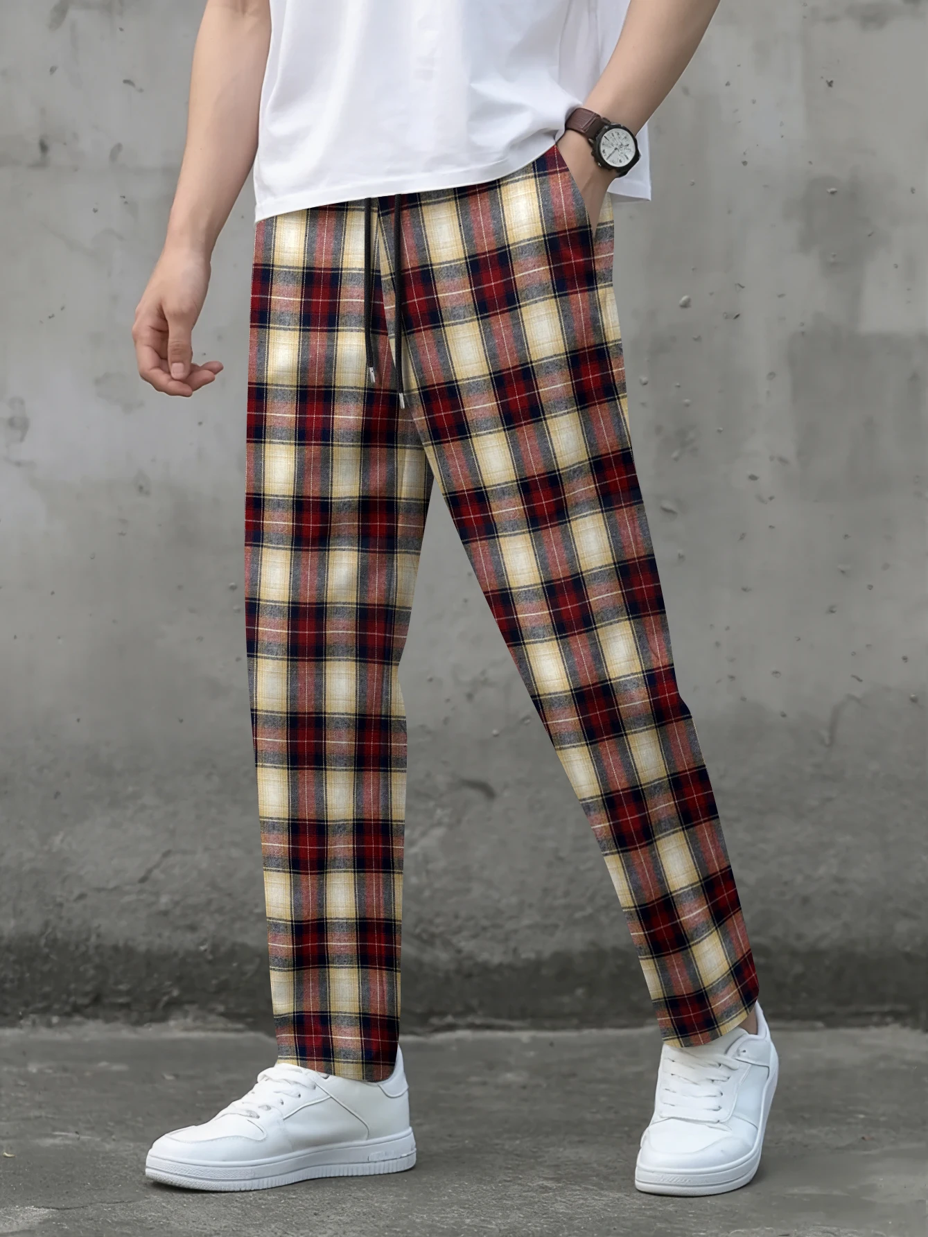 

2025 Fashion Spring and Autumn Casual Pants Classic Checkered Casual Business Men's Pants Oversized Men's Handsome Pants