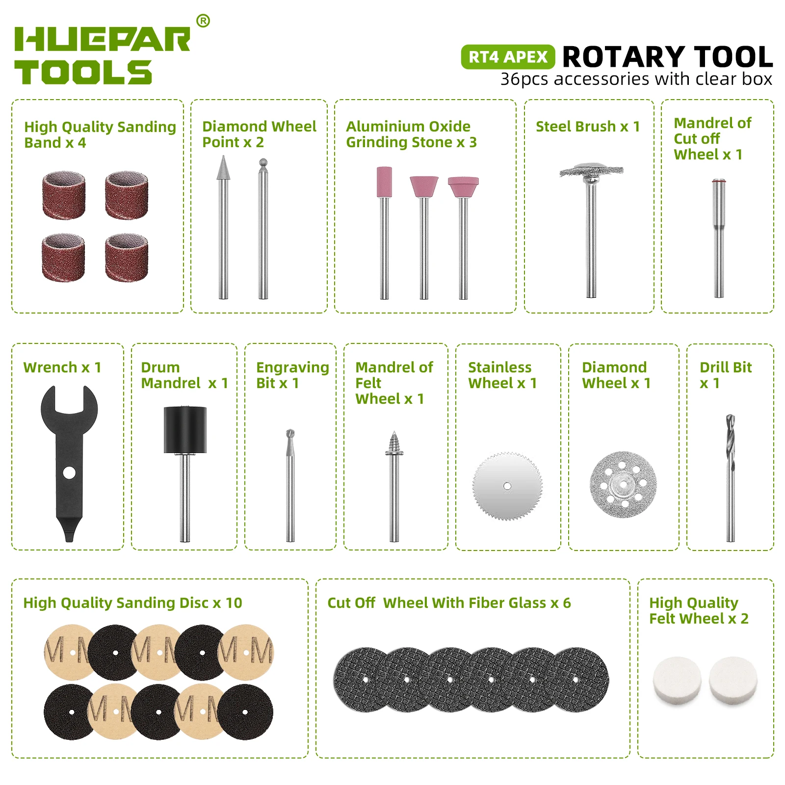 Huepar-Electric Mini Drill Tools, Velocidade Variável, Kit de Ferramentas Rotativas, Caneta Gravadora para Moagem, Polimento, Corte, Lixar