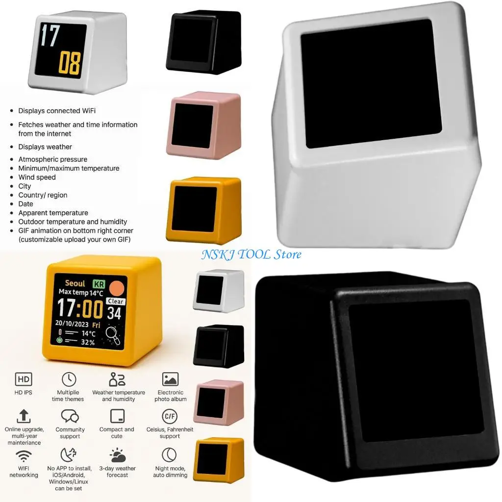 

L8RC Crystal Cubes Holographics Mini Clock Electric Digital Clock Desktop Animations Photo Display