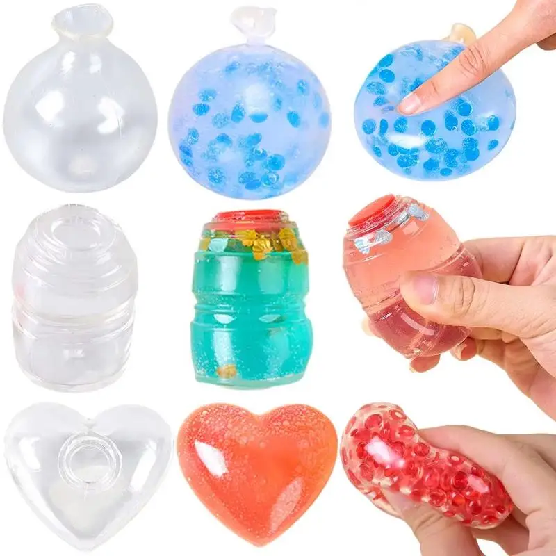 1/5Pcs Multi-style TPR Clear Empty Ball Shell Fillable Squeeze Ball Shell DIY Handmade Fidget Toy Accessories Crafts