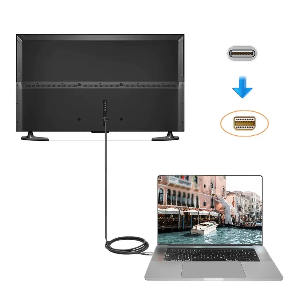 Nku USB C Thunderbolt3 do Mini DisplayPort (nie piorun 2) konwerter kabel typu-C do MiniDP 4K @ 60Hz przewód do ekran do laptopa