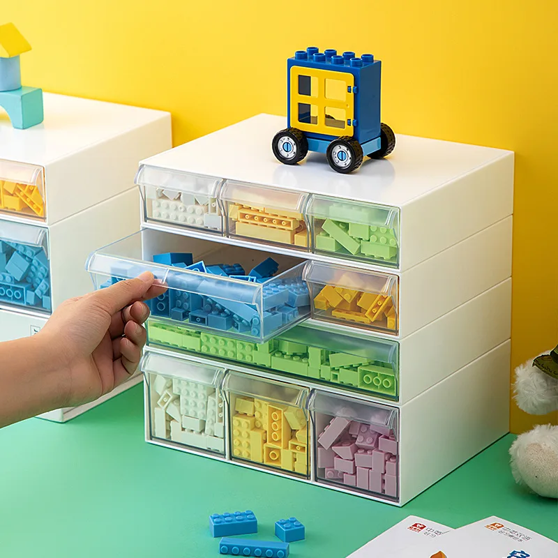 Desktop Drawer Storage Box Stackable Building Blocks Organizer Transparent Lego Toy Sundries Organizer Bins Home Cosmetics Boxes