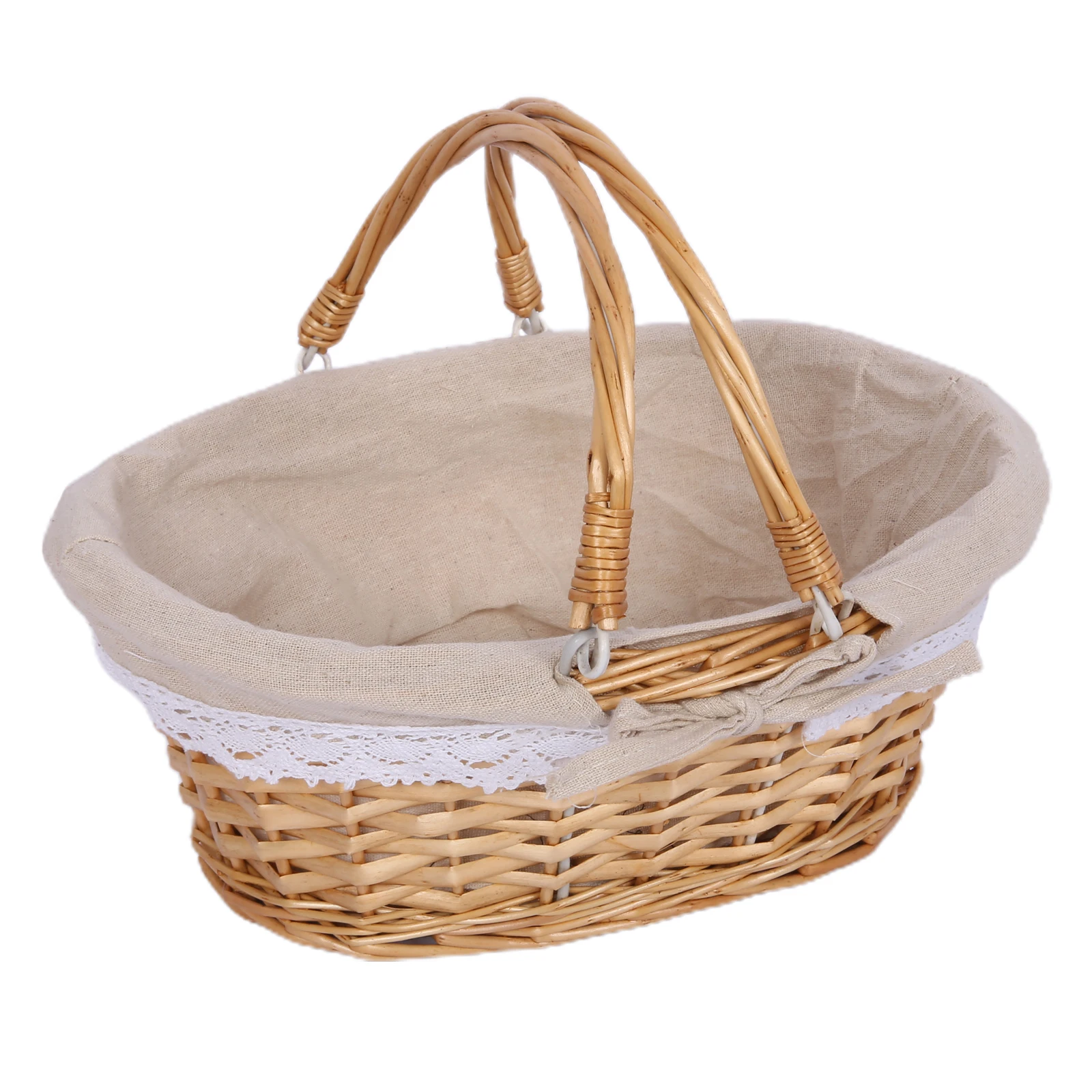 

Rattan Woven Basket Woven Basket Folding Handle Portable Eco Friendly Rattan Picnic Basket for Bathroom Gift Woven Picnic Basket