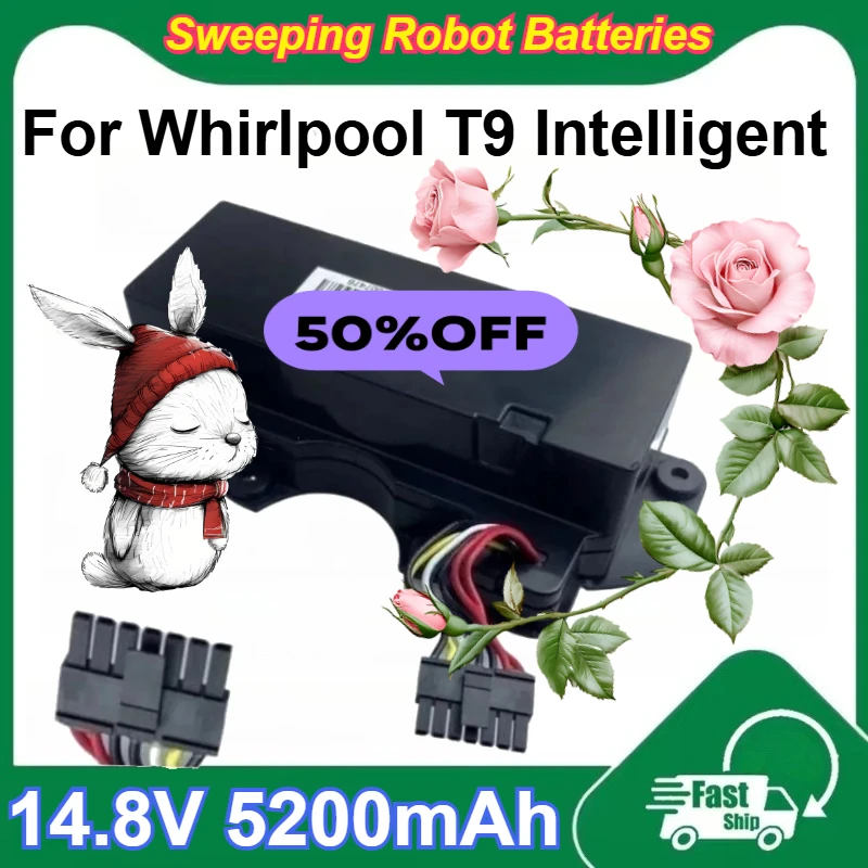 

14.8V Rechargeable Lithium Battery 5200mAh Large Capacity for Whirlpool T9 Intelligent Sweeping Robot Batteries