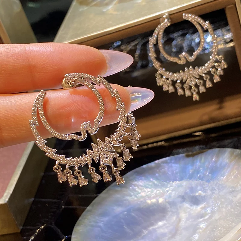 Drop Earring  for Women Popular Luxury Peace Pigeon Shape Crystal Zircon Stud Earrings Fashion Jewelry Party Accessories