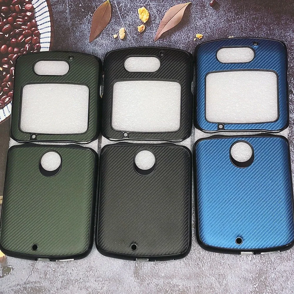 For Moto Razr Case Shockproof Carbon brazed grain Back Cover For Moto ralo Razr Capas RAZR 5G Funda