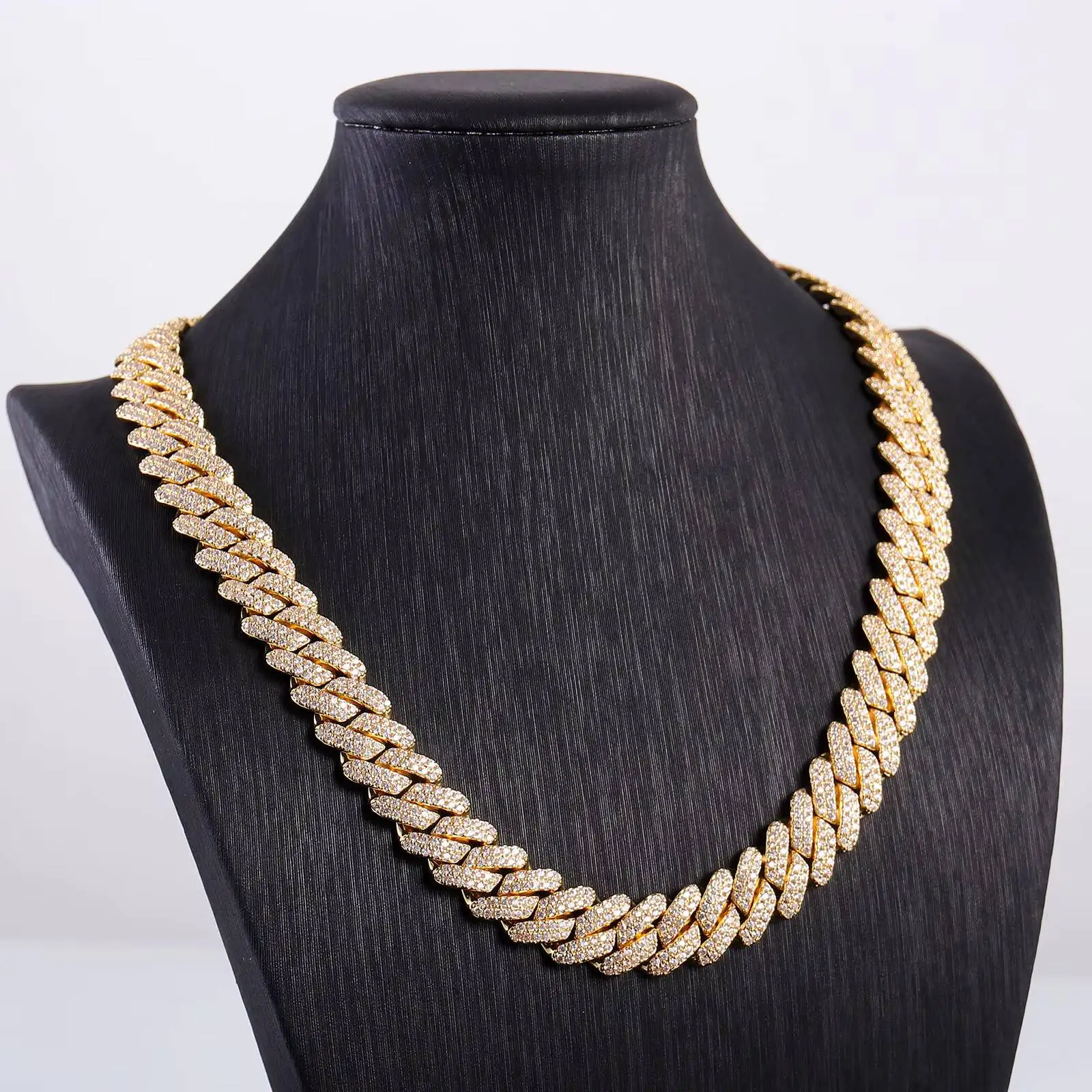 Fashion Fashion Customization Moissanite Cuban De 10mm 10k 14k 18k Gold Mossinate Diamond Cuban Chain 2 Row Stone Miami Cuban Li
