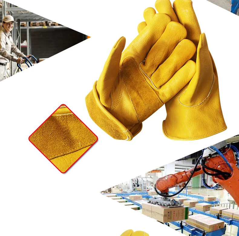 1 Pair Cowhide Welding Heat Shield Welding Gloves Soft Sensitive Gloves Finger Guards Labor Protection Gloves for Handling