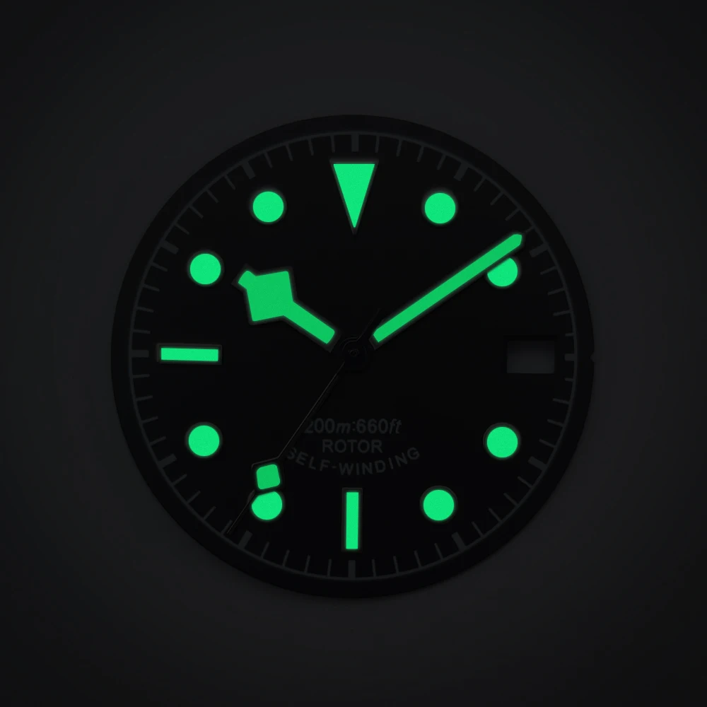 قرص 30.5 ملم بأيدي مضيئة، متوافق مع NH35، NH36، Miyota 8205/8215/821A، Mingzhu 2813/3804movements.