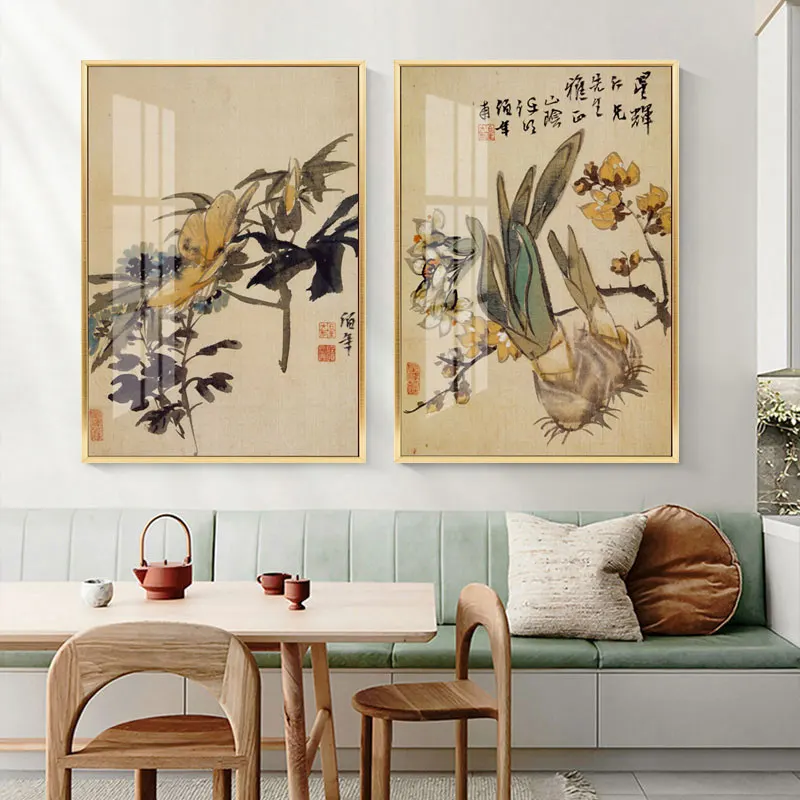 Chinese Style Canvas Painting Tree Branch Flowers The Fruit Prints And Posters Wall Picture Art Living Bedroom Home Decor