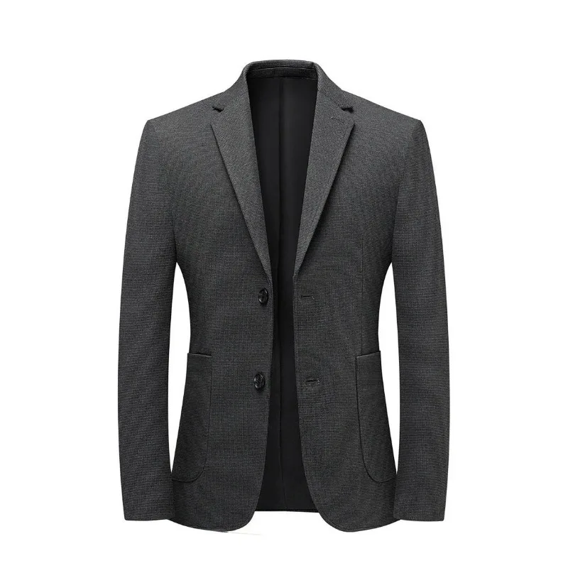 

Men Suit Coat Autumn Vintage Turn Down Collar Business Casual Male Outerwear Simple Solid Color Slim Brathable Man Blazer