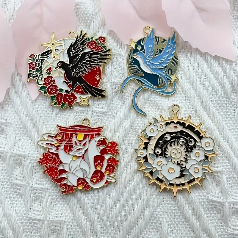 4pcs alloy fox goose sun god charm jewelry making earrings pendant necklace accessories Di craft supplies