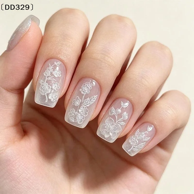 Silicone Nail Art Mold Ice Flowers Pattern Relief 3D Transparent Nail Template Diy Manicure Decoration〔DD329〕
