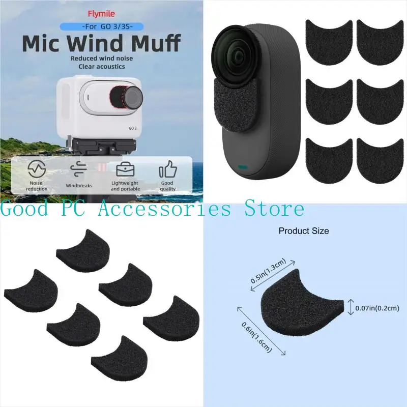 

R53C For 360 GO 3S Wind Cover Microphone Wind Muff Action Camera Noise Reduction Sponge Wind Cover Outdoor Accessories