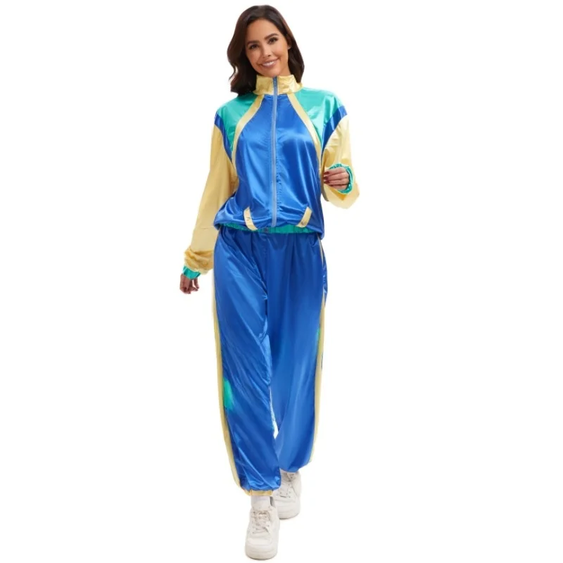 70er Jahre Retro Disco Halloween Paare Kostüm Hippie Tanz Par Bühnenauftritt Outfit Damen Ethno Faion ow Kostüm