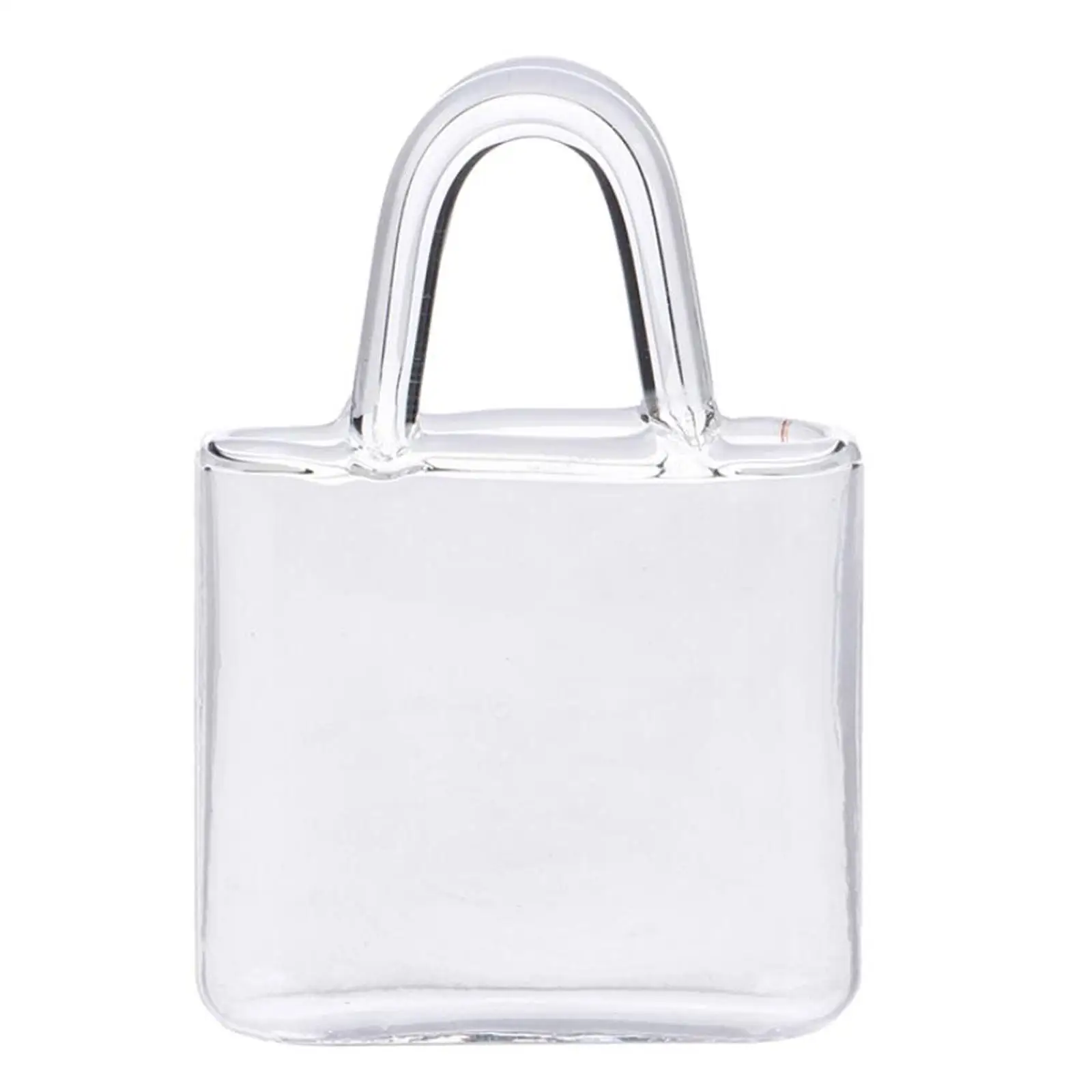 حقيبة يد صغيرة لبيت الدمى الزجاجي مزهرية شفافة ملحقات ديكور بيت الدمى لهدايا العطلات