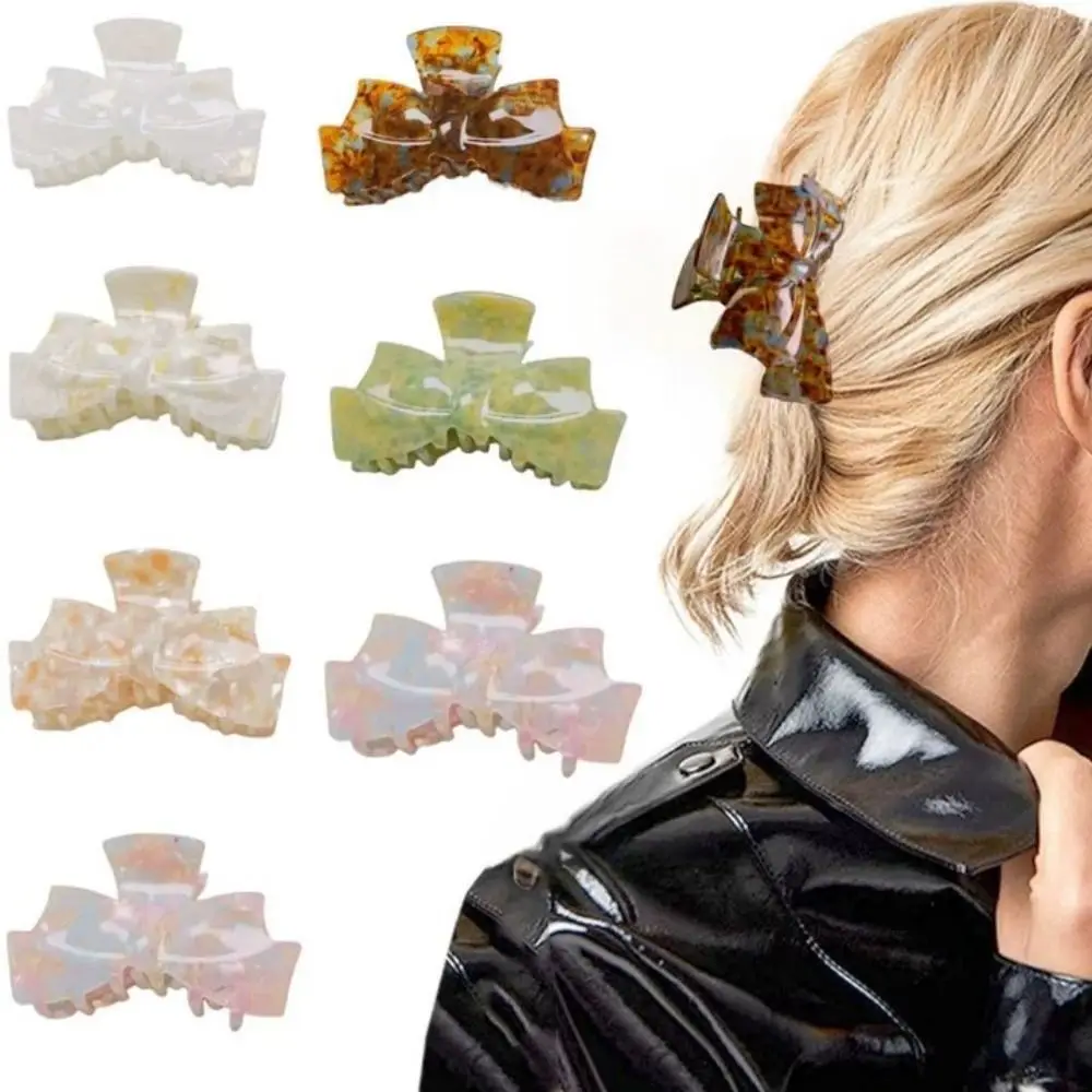 

Geometric Retro Bow Acetate Hair Claw Hairpin Hair Clip Solid Color Shark Clip Geometry Headwear Korean Style Shark Clip Travel