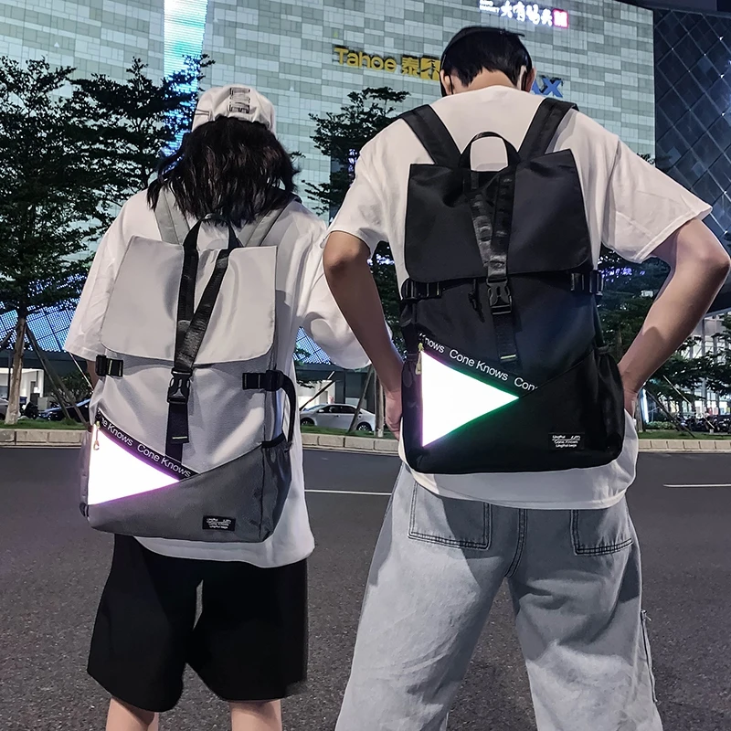 Backpack Men's Backpack Street Fashion Trend Reflective Cool Personality College Student Casual New School Bag